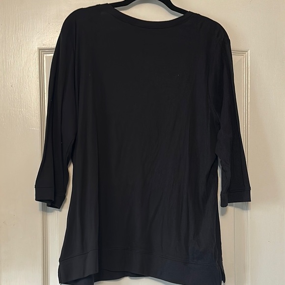 St. John's Bay Black Relaxed Blouse with V-Neckline - Picture 3 of 6